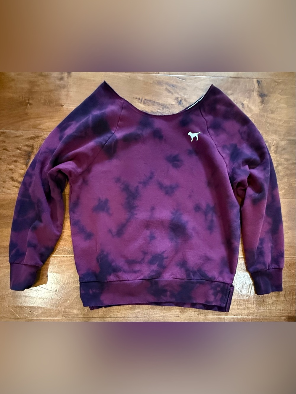 PINK Victoria’s Secret Burgundy Tie Dye Off Shoulder Sweatshirt XS
